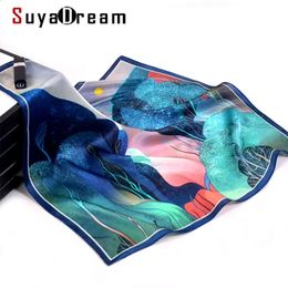 Suya Dream 100% echte Silk Woman Silk Scarf 53x53cm vierkante bedrukte sjaals 240418