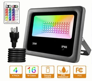 SUYOOULIN Projecteurs LED RVB avec télécommande AC 85265 V IP66 étanche à intensité variable, projecteur à couleur changeante, 16 couleurs, 4 modes 2297654