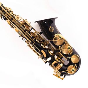 Suzuki Alto Saxofoon Eb Tune Instrument Zwart Nikkel Plated Body Gold Lack Sleutel Messing Sax met Mondstuk Case Gratis verzending