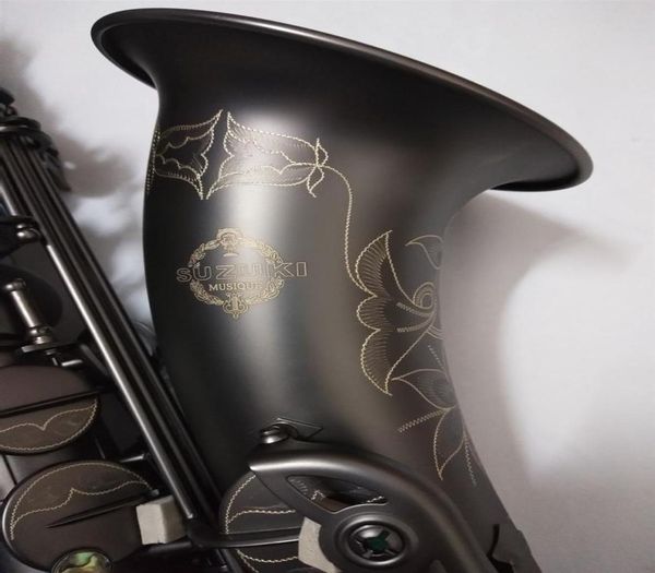 Suzuki Matt Black BB Tenor Saxofón Profesional Brass B Flat Musical Instruments Sax con boquilla de caja9188206