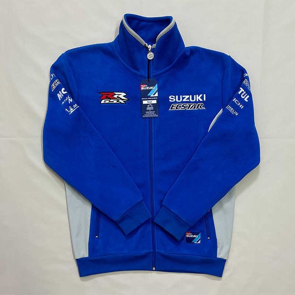 Suzuki Motorcycle Factory Team Cycling Coat Suzukimotogp Racing Velvet Chaqueta cálida y resistente al viento