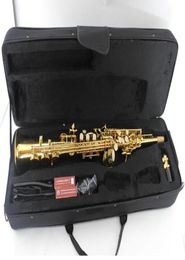 Suzuki sopraansaxofoon nieuwe rechte pijp b plat saxo messing gouden lak sax met mondstuk accessoires8159214
