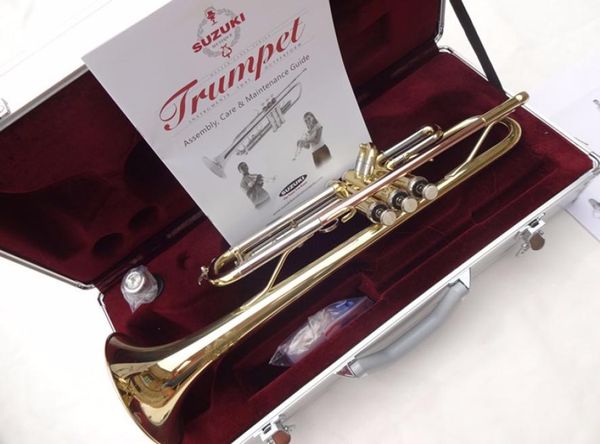 Suzuki Trumpet Gold Lacquer et Silver plaqué Instruments en laiton de haute qualité BB TROMPET MUSICAL INSTRUMENTS TRompeta avec cas1049978