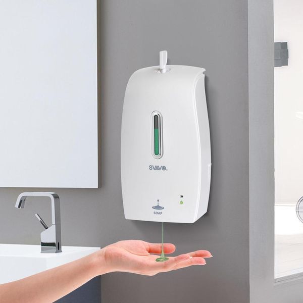 SVAVO Dispensador de jabón Montado en la pared 600 ml Dispensador de jabón automático Sensor automático sin contacto Bomba de jabón líquido para baño Cocina Y200407