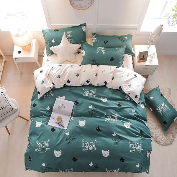 Svetanya linge de lit dessin animé ensemble de literie simple Double pleine reine taille (housse de couette + drap plat + taie d'oreiller) 210319