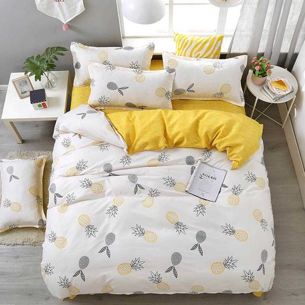 Svetanya INS Ananas Fruits Linge doux Imprimer Ensemble de literie en polyester microfibre (couette housse de couette taie d'oreiller) 210615