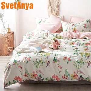 Ensemble de literie en coton Svetanya Pastoral impression Linge de lit (feuille taie d'oreiller Housse de couette) Simple double Queen King size T200706