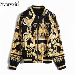 Svoryxiu Diseñador Moda Otoño Invierno Chaqueta Abrigo Mujer Manga Larga Vintage Impreso Casual Outwear Chaqueta Mujer T200111