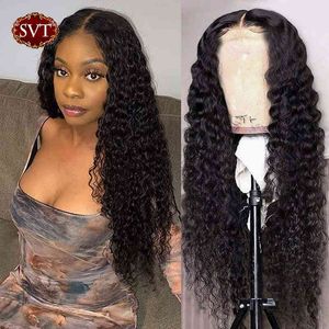 SVT 30 inch Human Hair Deep Wave Lace Frontale pruik krullen 4x4 sluiting Braziliaanse 13x4 front s voor vrouwen 220609