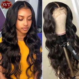 Svt Body Wave 13x4 Lace Frontale Wig Human Hair Front Maleisische lange golvende sluiting S voor zwarte vrouwen natuurlijke kleur 220609