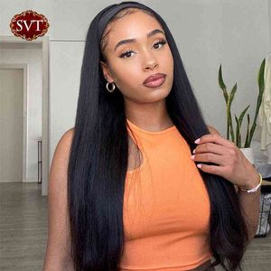 Svt Human Hair Headband Wig Bone Straight S voor vrouwen Glueless volledige machine gemaakt Remy 180% 220609