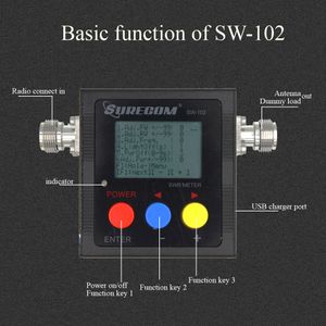 SW-102 Antenne numérique Power SWR METER VSWR 1.00-19.9 VHF / UHF 125-525MHz pour deux voies Radio Ham Walkie Talkie Wholesale