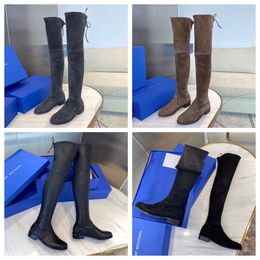 SW 5050 Diseñador Botas para mujeres Tacones bajos Botas Altas High Boots Alta calidad Faux Faux Sule Shoes Woman Stuart Avenue City Over-the-Knee Boot Weitzman