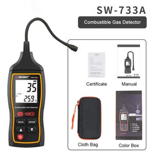 SW-733A brandbare gasdetectortester 0-100%Lel Propaan CO Hexaanmethaanlekindicator Natuurlijke analysator met alarm