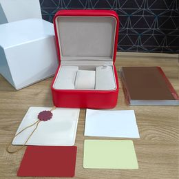 Caja de relojes SW Red para hombre, estuches cuadrados de material de cuero, tarjeta de certificado manual, caja de regalo para reloj de mujer, accesorios originales para reloj de pulsera