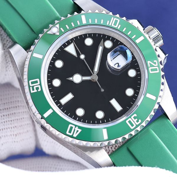 SW montre de luxe pour hommes cadran vert 41mm plongeur super bleu saphir lumineux anneau en céramique forte absorption de la lumière calendrier fenêtre