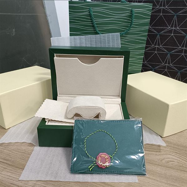 SW Rolex Montre de luxe Mens Watch Box Cases Original Inner Outer Womans Montres Boîtes Hommes Montre-bracelet Green Boxs livret carte 116610354s