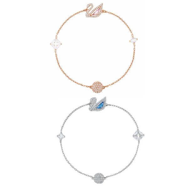 Swa Style Swan Snap magnétique pour femmes Bracelet Animal Elements Crystal Pink Blue Diamond