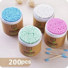 SwaB 100/200pcs/Box Bamboo Baby Cotton SwaB Madre Madre Brotes de algodón suave Limpieza de orejas Tampones Cotonete Pampones Health Beauty