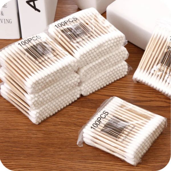 Écouvrons en gros bambou bébé coton coton tâtons en bois de bois doux coton nettoyage des oreilles tampons cotonete santé de beauté coton coton tampon