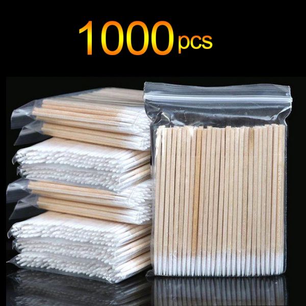 Swabs 1000 pièces Micro bois coton-tige outils d'extension de cils Tatoo Microblading nettoyage bâtons en bois cosmétique coton brosse bourgeons pointe