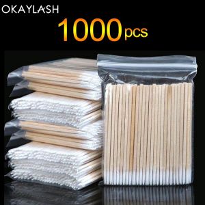 Swabs 1000 pièces en gros jetables en bois Micro coton-tige non pelucheux Extension de cils colle outils de retrait maquillage Mini brosse