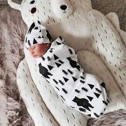 Swaddle baby pasgeboren slaapzak wrap cap set baby cotton slaap swaddling deken beddengoed accessoires voor baby's 0-3 maanden