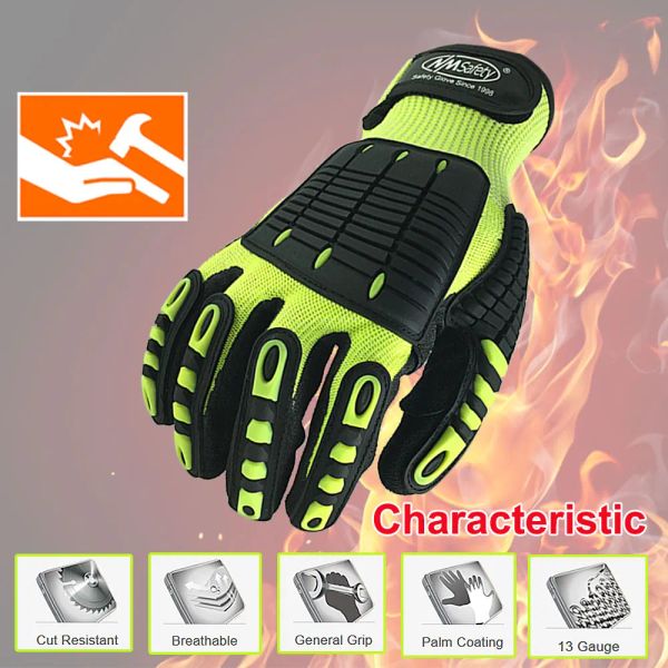 Emmandant les gants de sécurité anti-vibrations résistants à la coupe 100% de haute qualité avec gants de travail de l'industrie de la mécanique TPR ANSI Cut Niveau A6.
