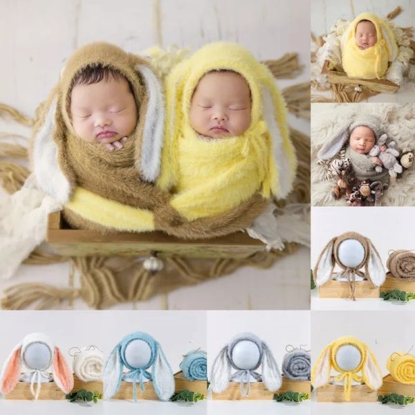Souginage 2023Newborn Bunny Fuzzy Bunny With Wrap pour les accessoires de photographie nouveau-nés, couverture douce pour la séance photo de bébé