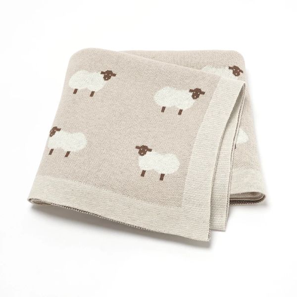 Émouvante coton coton couverture couverture en tricot nouveau-né garçon courtepointe 90 * 70 cm plaid mignon mouton