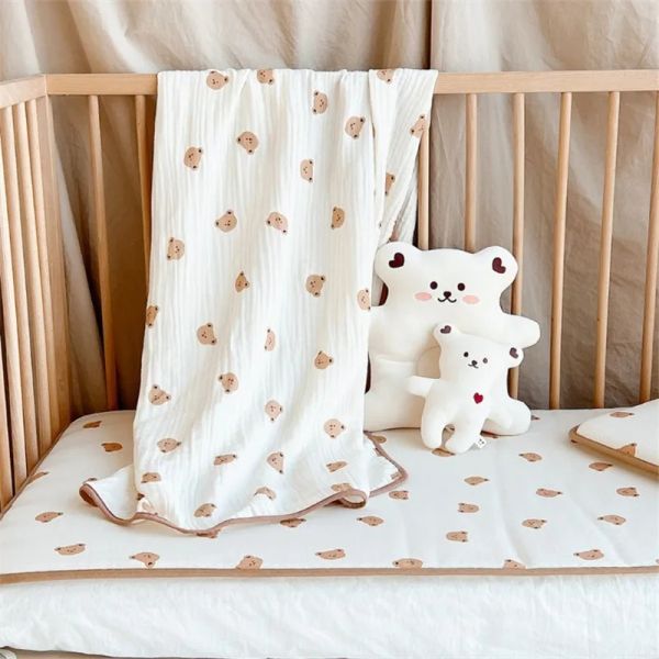 Smoullon INS KOREAN BABEAUR BÉBÉE SUMME SOLD Double couche nouveau-née Baignoire serviette coton Coton Blanchette Baby Swaddle Wrap Baby Quilt