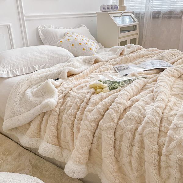 Couverture de lit à carreaux d'emmaillotage enfants adultes hiver chaud et jette une couverture de canapé en polaire de laine épaisse couette couvre-lit doux 230923