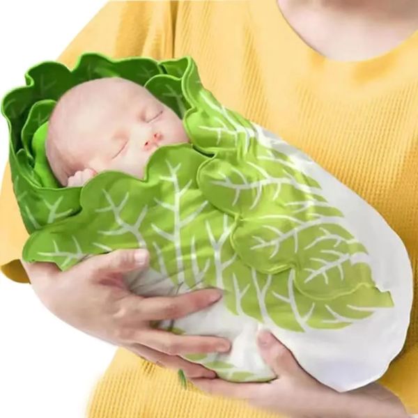 Sougmage Swaddle Couverture nouveau-née bébé Swaddle Summer Gauze couverture portable Cabbage Swaddle Baby Sleeping Warm Quilt for Baby Girl Boy