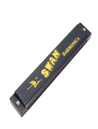 Swan 24 trous octave harmonica body aluminium body bandle instrument de musique en bois coloré