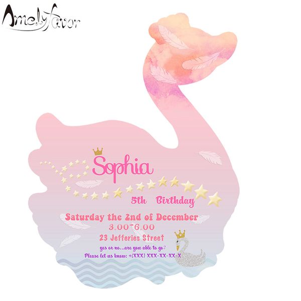 Swan Invitations Card Birthday Party Fox Party d'anniversaire Fourniture Fourniture des enfants Invitations d'anniversaire pour les enfants