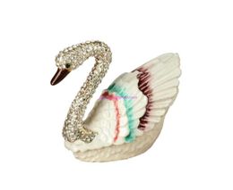 Swan Rhinestone Jewelry Box Decoratieve vintage dozen Juwelen Trinket Box Collectible Metal Ornament Giftware Verjaardag Wedding GIF1265521