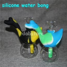 Cisne Forma Silicona Tubería de agua Grado alimenticio Silicona Dab Rig Plataformas petroleras portátiles Silicona Blunt Bubbler Agua Bongs Viaje Bong