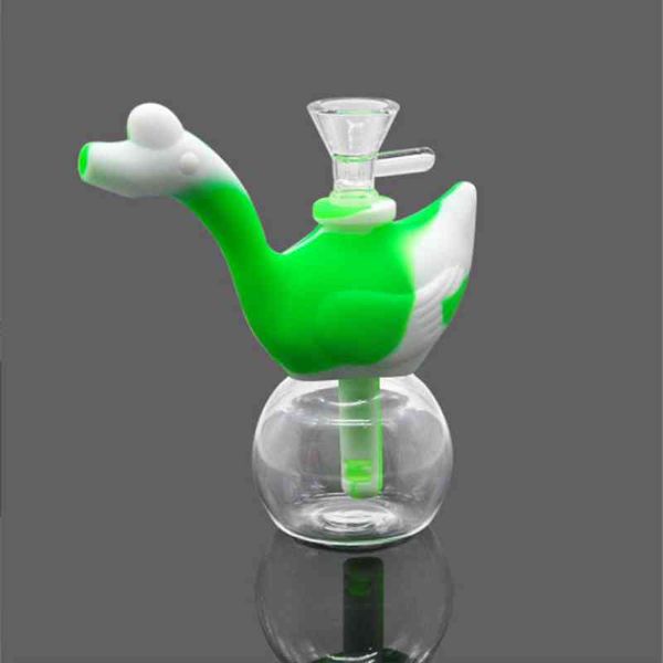 Tubo en forma de cisne Silicona de grado alimenticio Dab Rig Plataformas petroleras portátiles Blunt Bubbler Water Bongs