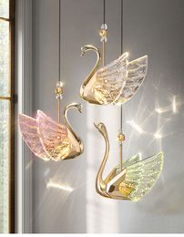 Cygne petit lustre lumière moderne luxe lampes suspendues chambre chevet concepteur créatif salon décoratif
