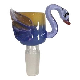 Swan Style Fumer Bols en verre 14 mm 18 mm mâle crème mâle colorée pourpre glissade à huile Brûleur à huile épais joints de bol pour les bongs