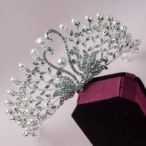 Zwaan tiara kroon met strass bruiloft kronen tiara's bruidshoofddeksels voor bruiloft hoofdtooi accessoires prestaties kronen344i