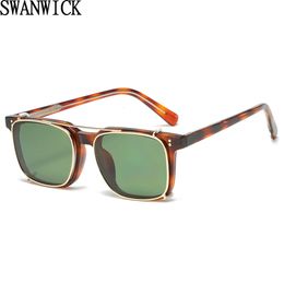 Swanwick retro heren gepolariseerde zonnebrillen vierkante clip op vintage mode mannelijke UV400 acetaat dames buitenglazen TR90 blauw 240409