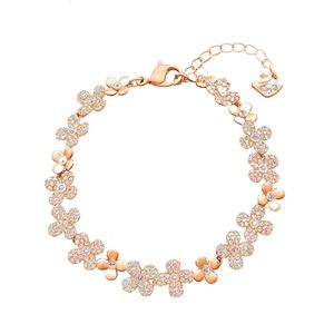 Bracelet Swarovski Designer Mode De Luxe Femmes Bracelet De Qualité Original Rose Diamant Rose Mode Japonaise Et Coréenne Polyvalent Parfait Cadeaux De Vacances Pour Filles