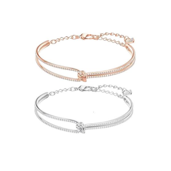 Bracelet Swarovski Designer Mode De Luxe Femmes Qualité Originale Élément Cristal Bracelet Torsadé Avec Tempérament En Or Rose Comme Cadeau Pour Petite Amie