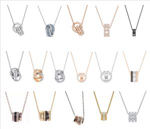 Swarovski Crystal Designer Revolving Bead Diamond Necklace dubbele ring ketting Hoogwaardige roestvrijstalen gelukkige kettingcadeau voor mannelijke en vrouwelijke paren