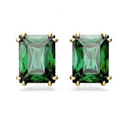 Swarovski Boucle d'oreille Designer Femmes Top Quality Charm Matrix Green Square Boucles d'oreilles pour femmes Light Luxury Unique et haut de gamme avec des cristaux d'éléments