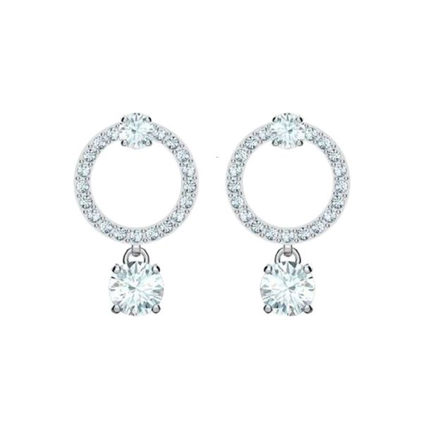 Pendientes Swarovski de alta calidad para mujer, anillo redondo brillante, pendientes para mujer