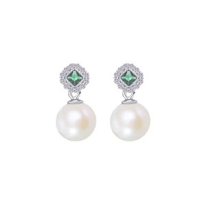 Swarovski Oorbellen Designer Dames Originele Kwaliteit Bedel Diamant Ingelegd Grijze Parel Grootmoeder Groen Wit