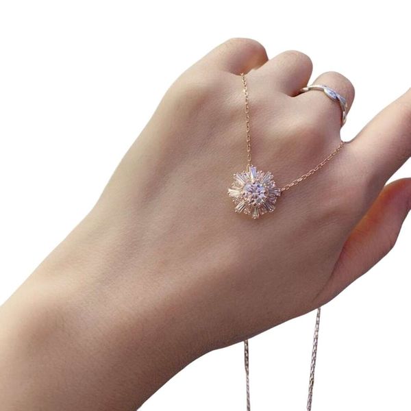 Swarovskis – collier de bijoux de styliste pour femmes, pendentif de qualité originale, chaîne en or Rose, cadeau tendance pour femmes