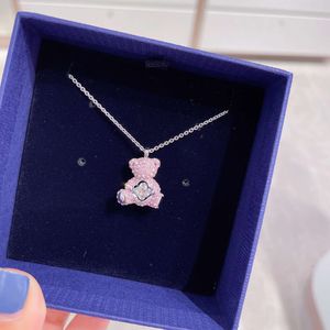 Collier Swarovski Designer Femmes de qualité de luxe Original Pendre Pink Bear Collier Elemental Heart Cleat Bear Collar Collit Ours Ours Ours Collier